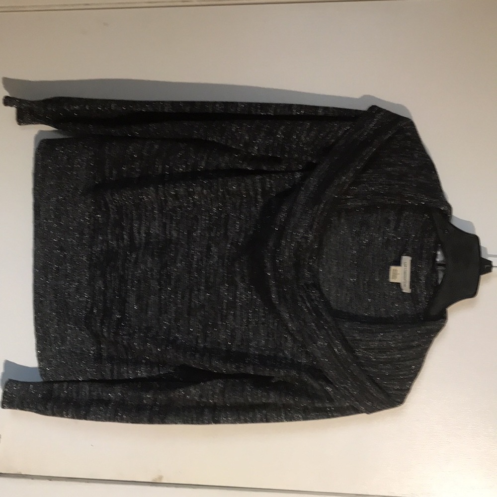 Liz Claiborne Cowl Neck Sweater Womens L Black Silver Marled Knit Long Sleeve - Picture 11 of 12